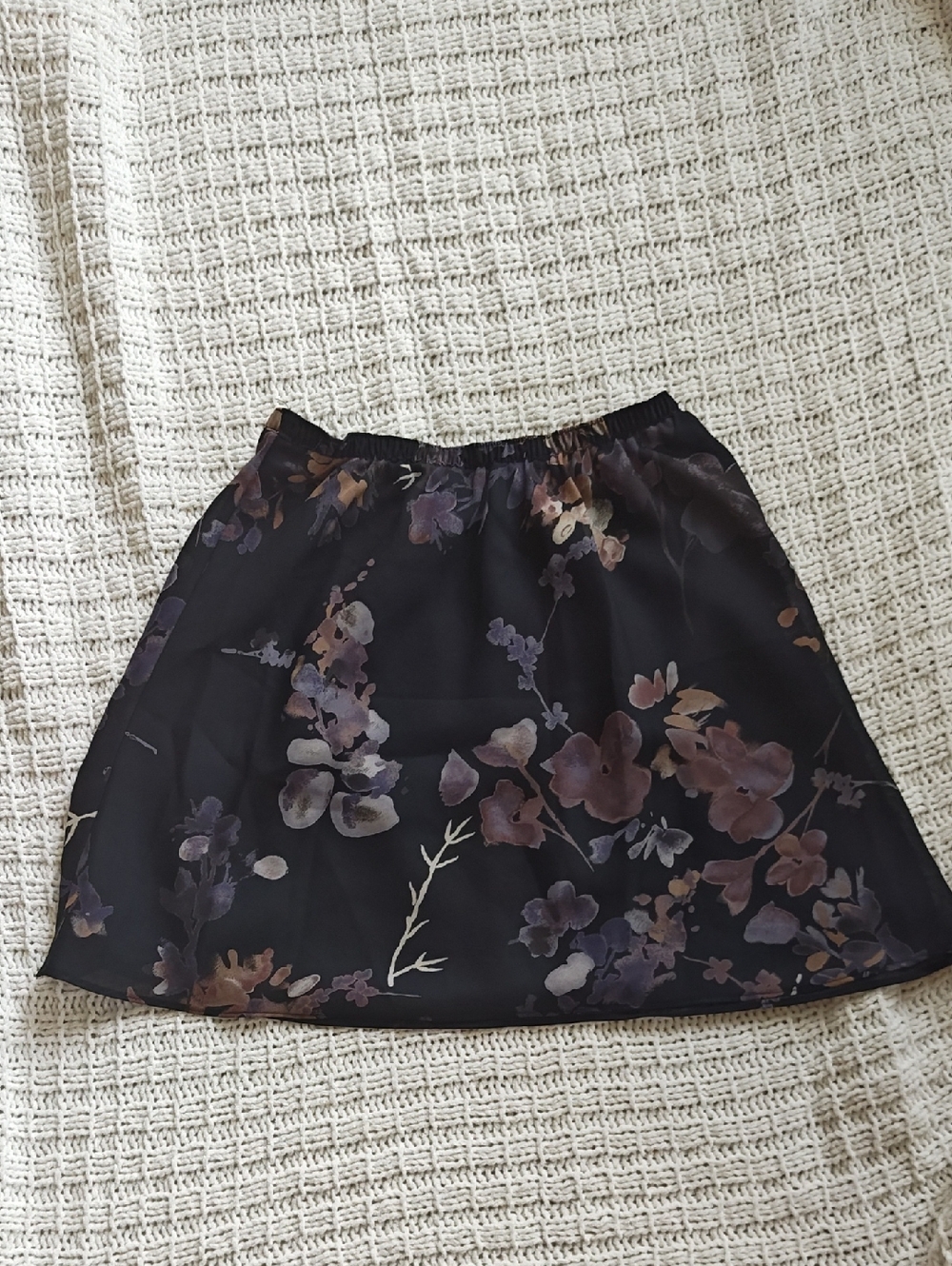 Floral Black A-Line Skirt- Size Small